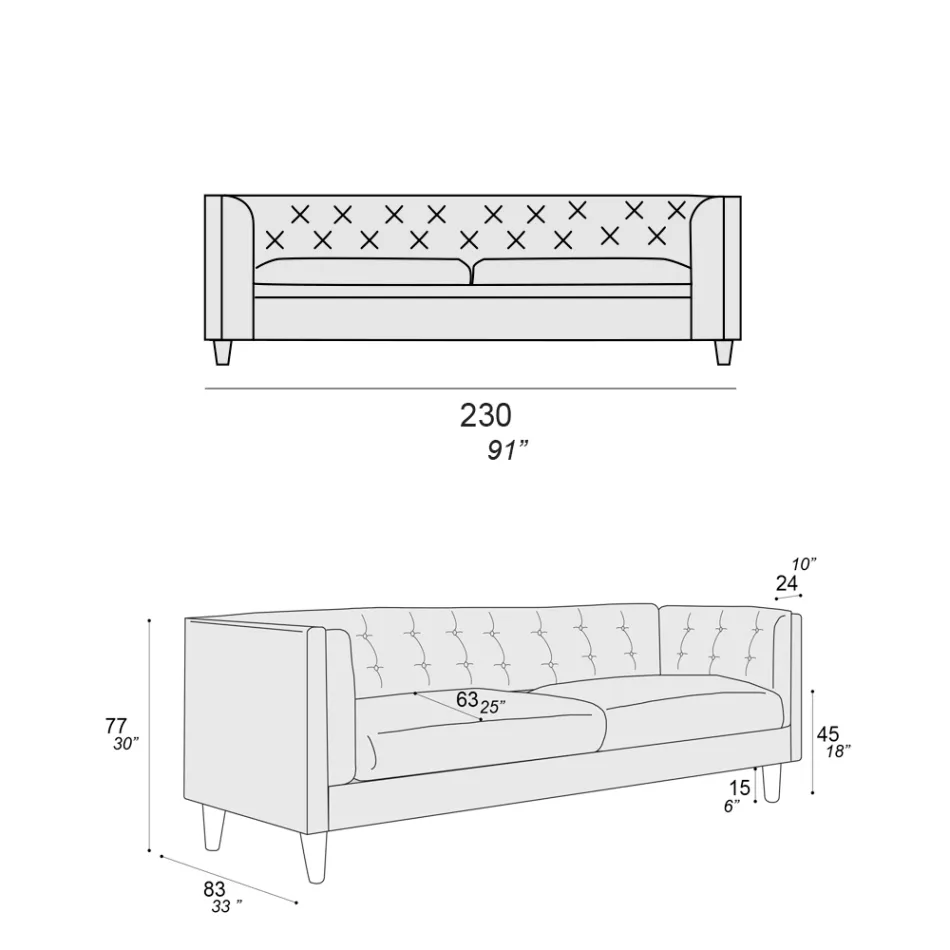 Lounge Sofa with Wooden Structure and Feet Made in Italy - Comico Viadurini
