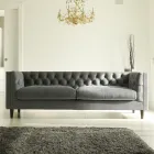 Lounge Sofa with Wooden Structure and Feet Made in Italy - Comico Viadurini