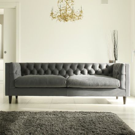 Lounge Sofa with Wooden Structure and Feet Made in Italy - Comico Viadurini