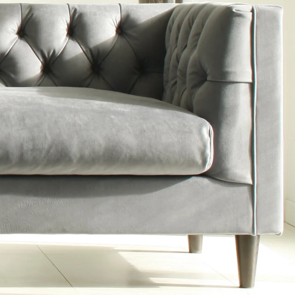 Lounge Sofa with Wooden Structure and Feet Made in Italy - Comico Viadurini