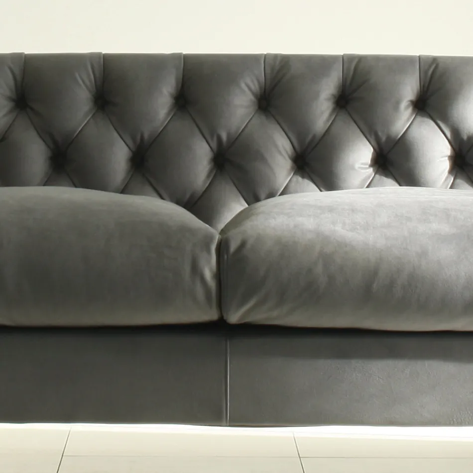 Lounge Sofa with Wooden Structure and Feet Made in Italy - Comico Viadurini