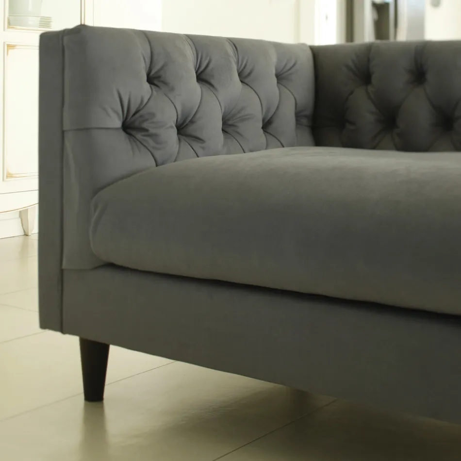 Lounge Sofa with Wooden Structure and Feet Made in Italy - Comico Viadurini