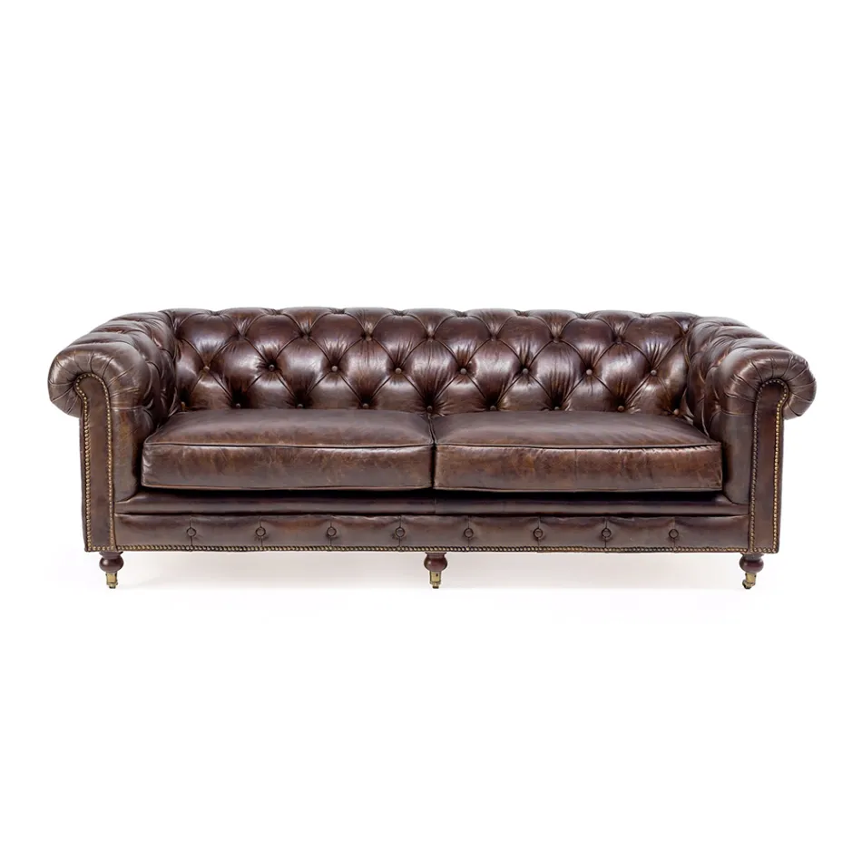 2 or 3 Seater Lounge Sofa in Aged Effect Vintage Leather - Stamp Viadurini