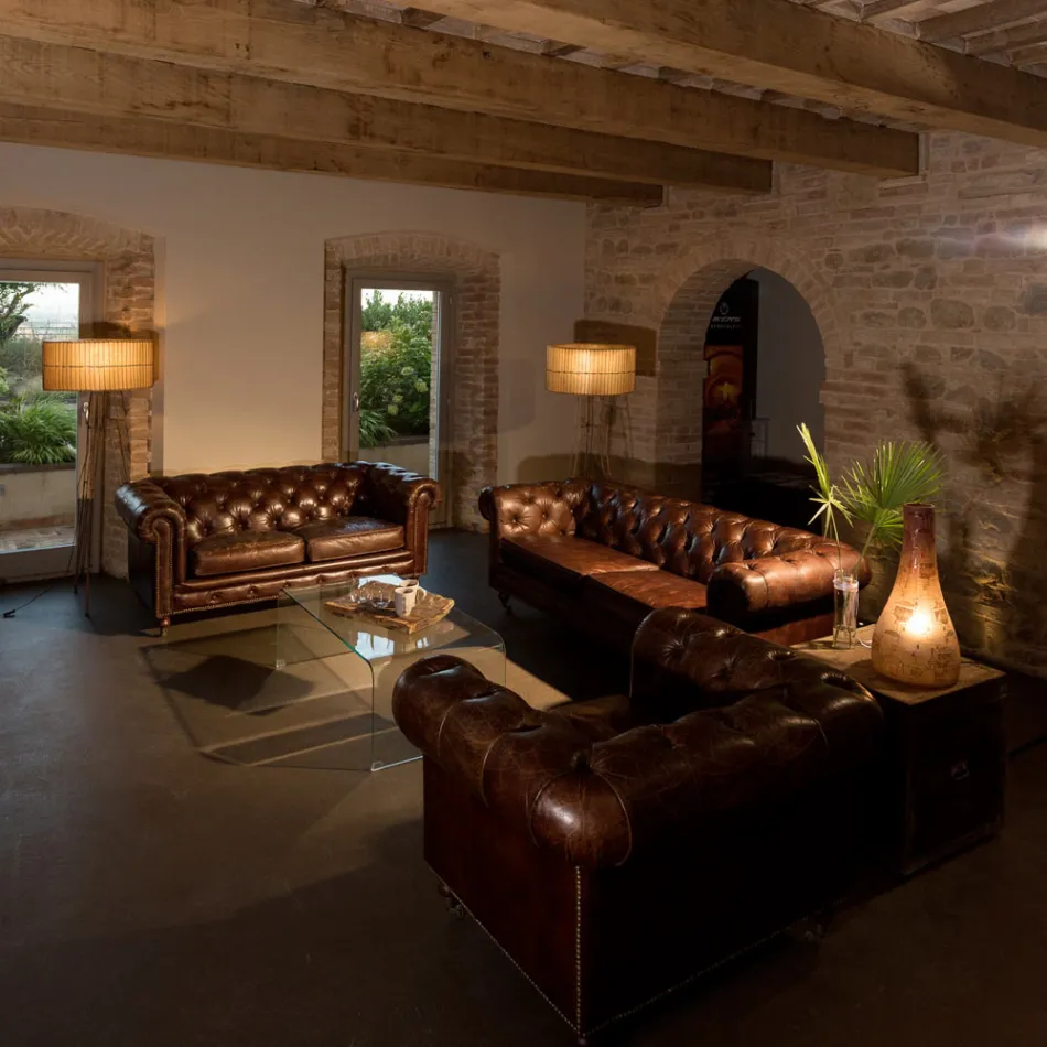 2 or 3 Seater Lounge Sofa in Aged Effect Vintage Leather - Stamp Viadurini