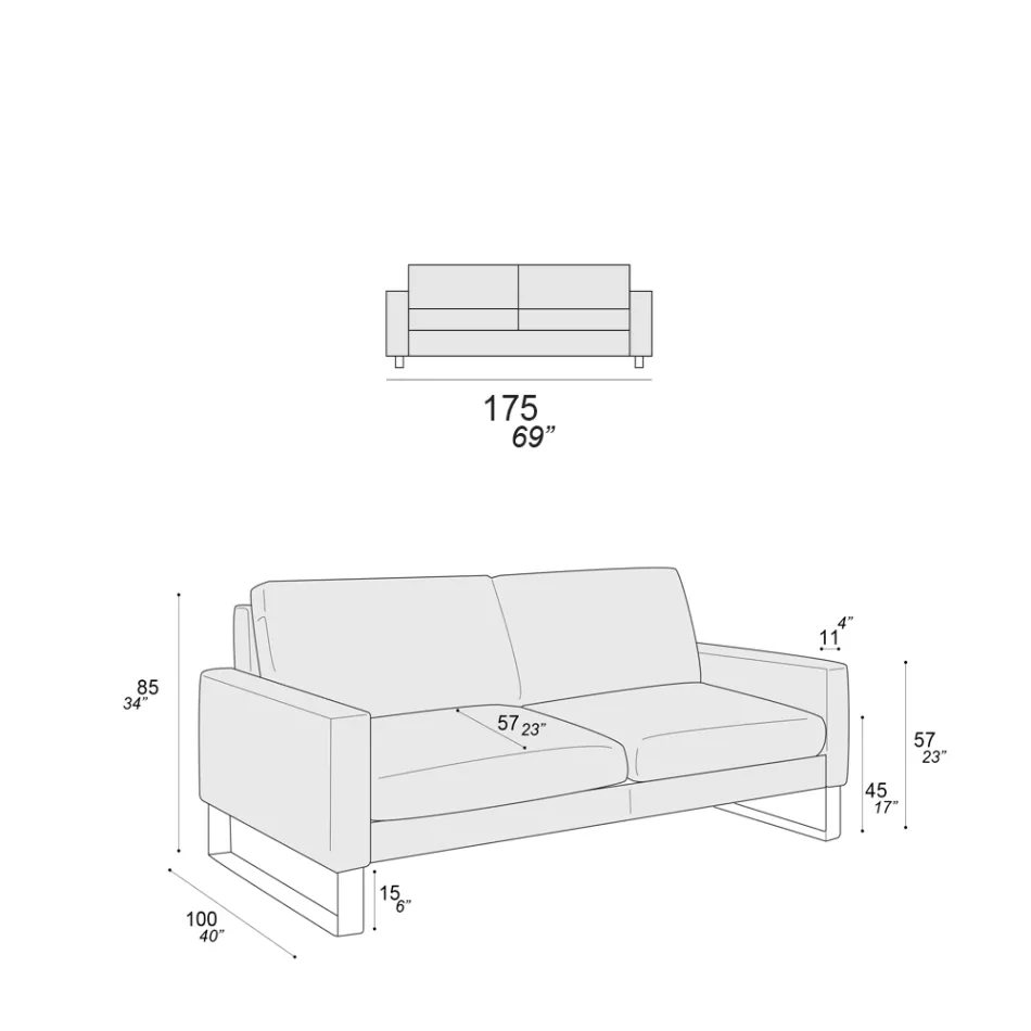 Lounge Sofa with Sled Feet in Chromed Metal - Exclusive Viadurini