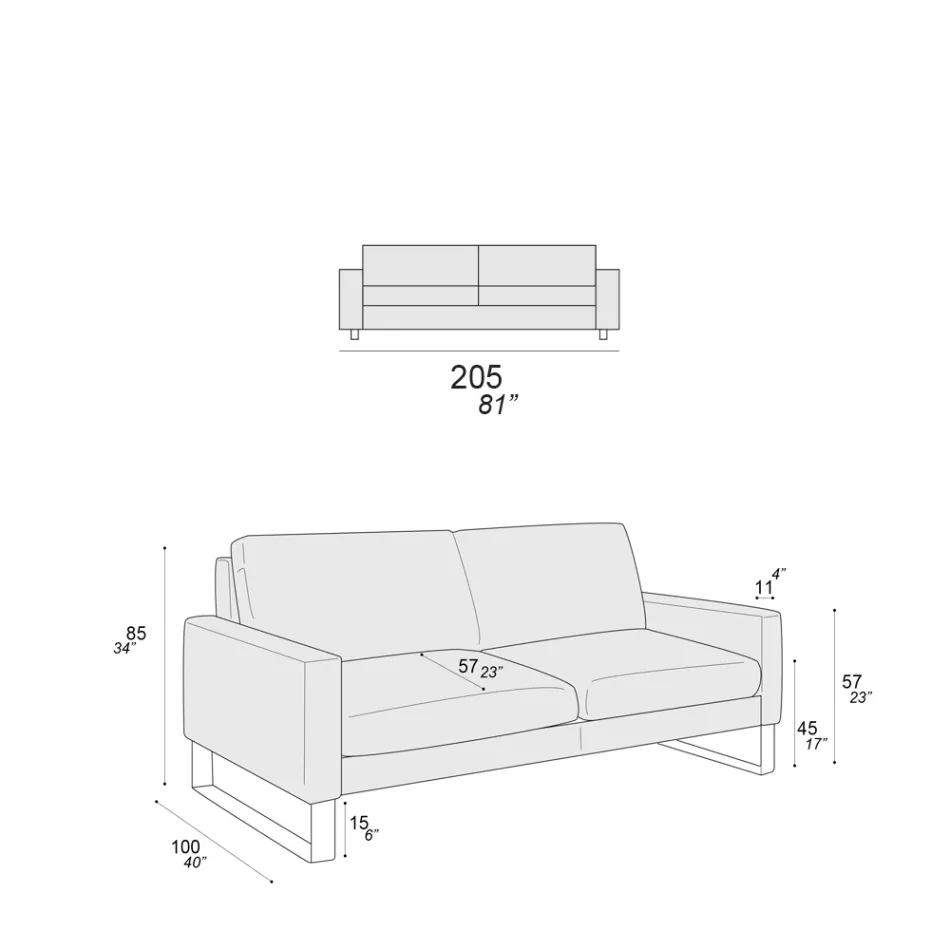 Lounge Sofa with Sled Feet in Chromed Metal - Exclusive Viadurini