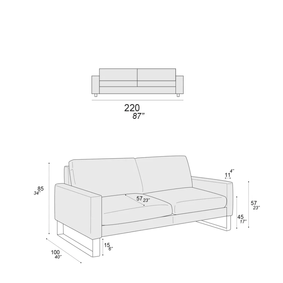 Lounge Sofa with Sled Feet in Chromed Metal - Exclusive Viadurini