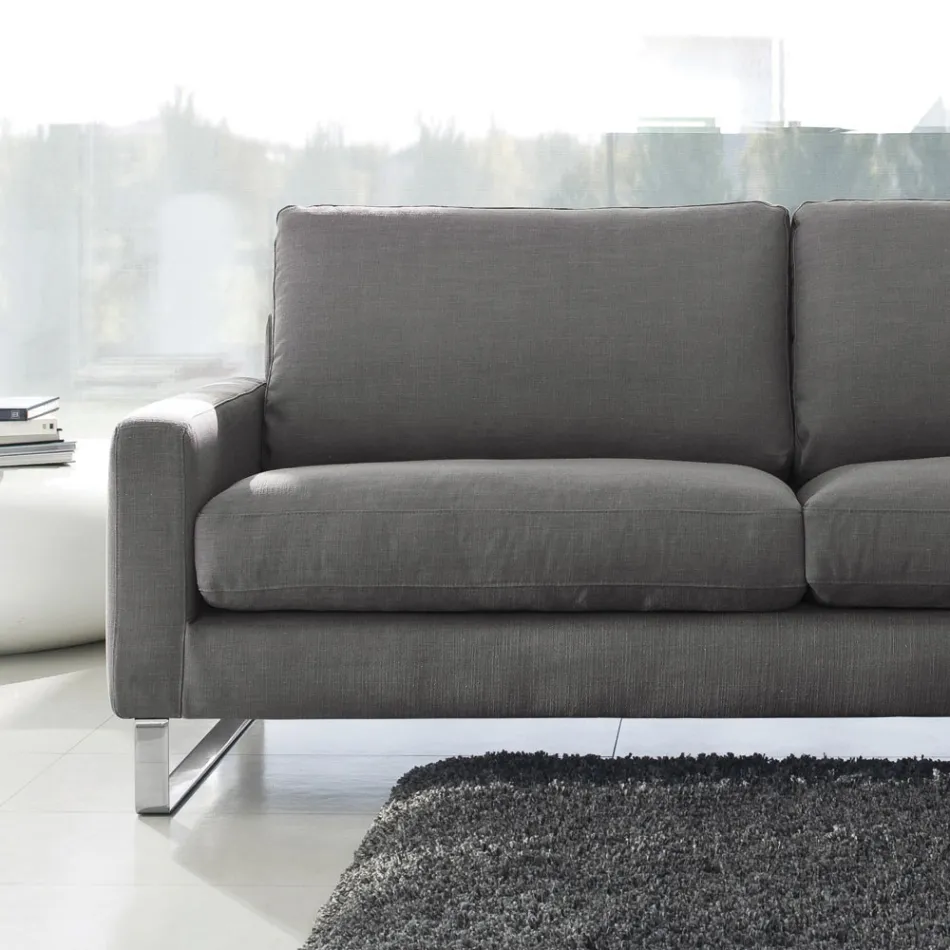 Lounge Sofa with Sled Feet in Chromed Metal - Exclusive Viadurini