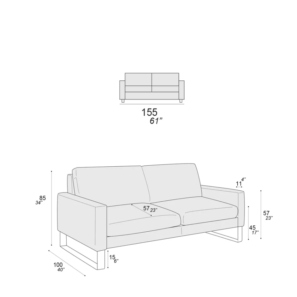 Lounge Sofa with Sled Feet in Chromed Metal - Exclusive Viadurini