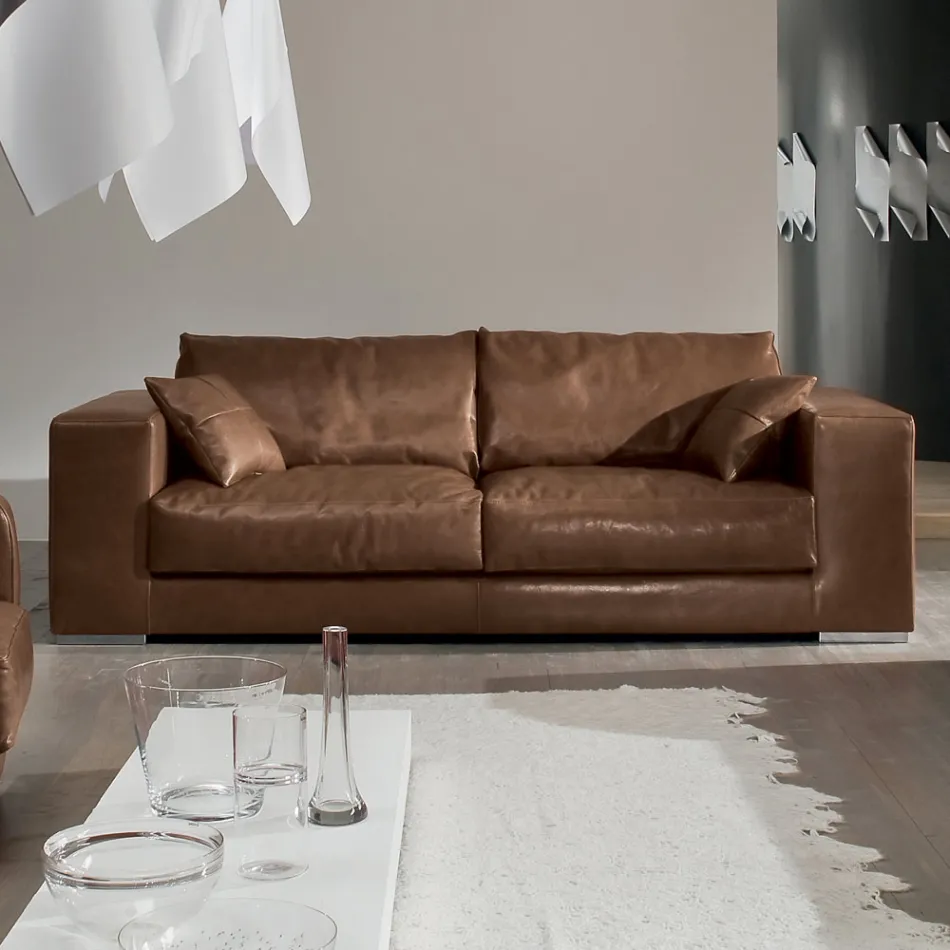 Lounge Sofa in Wood, Polyurethane and Metal Made in Italy - Sparkling Viadurini