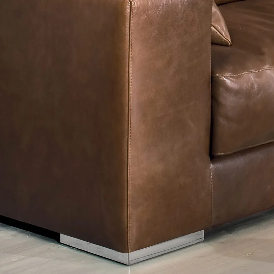 Lounge Sofa in Wood, Polyurethane and Metal Made in Italy - Sparkling Viadurini