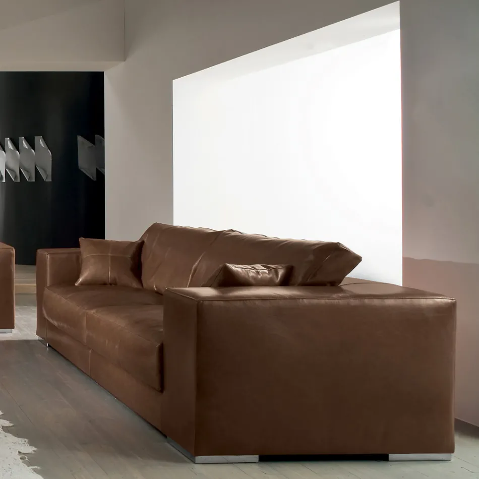 Lounge Sofa in Wood, Polyurethane and Metal Made in Italy - Sparkling Viadurini