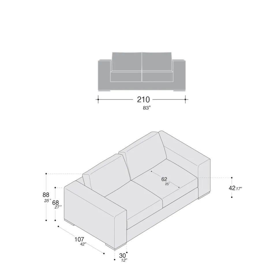 Lounge Sofa in Wood, Polyurethane and Metal Made in Italy - Sparkling Viadurini