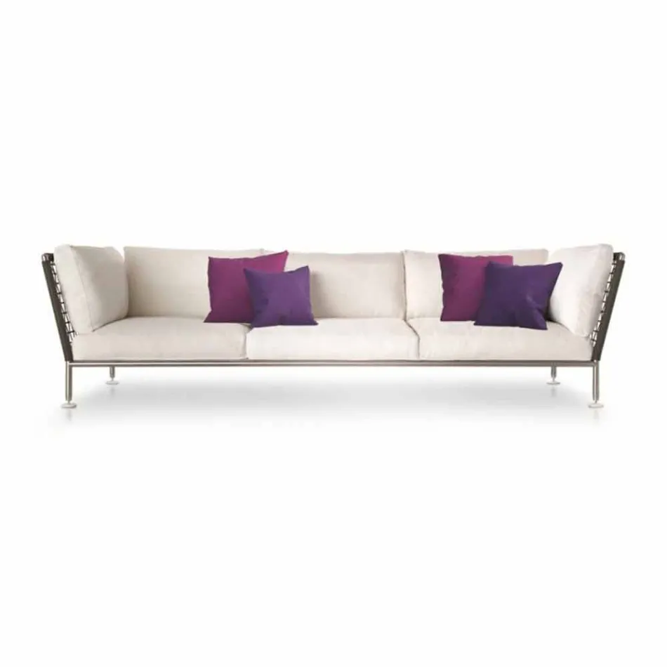 Modern Design Outdoor Sofa in White Fabric Made in Italy - Ontario Viadurini