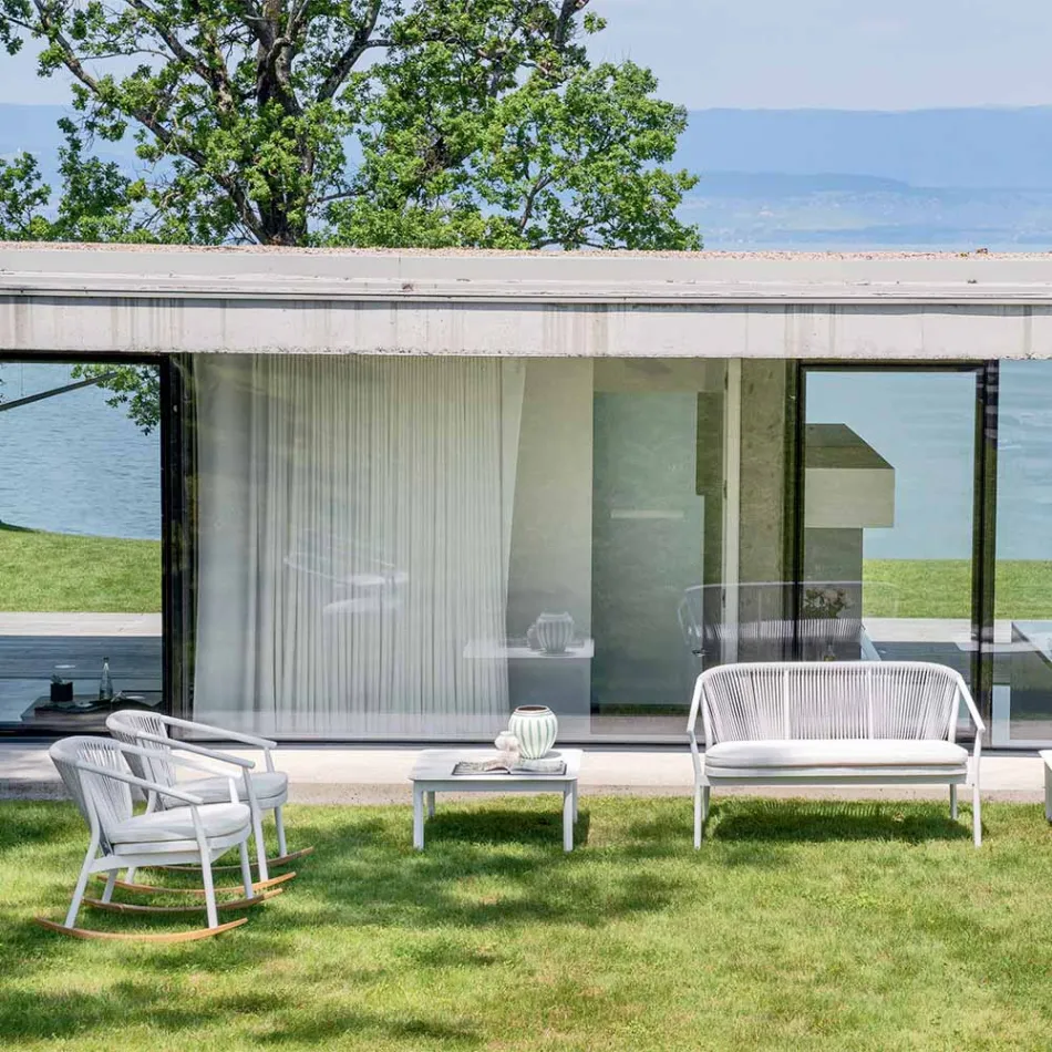 Two Seater Garden Stacking Sofa Aluminium and Fabric - Smart By Varaschin Viadurini