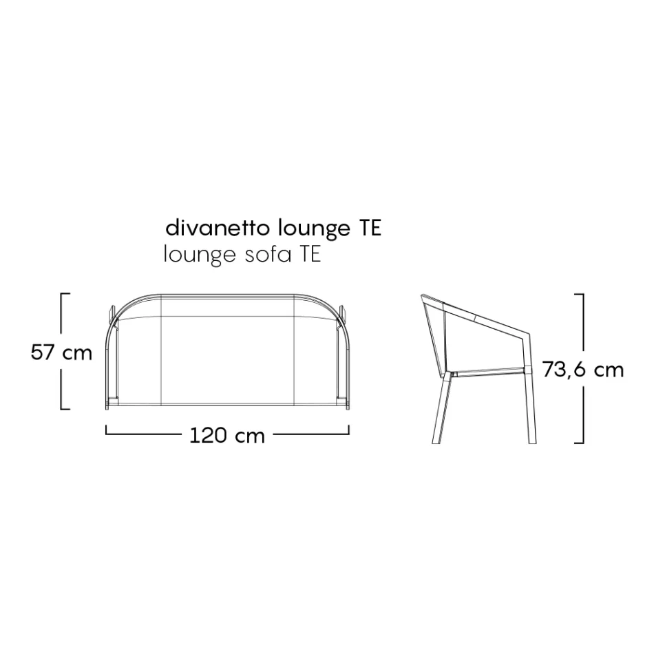 2 seater Outdoor Sofa with Aluminium Structure Made in Italy - Zaika Viadurini