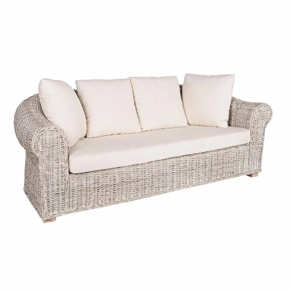 Outdoor / Indoor 3 Seater Sofa in Luxury Rattan Homemotion - Francioso Viadurini