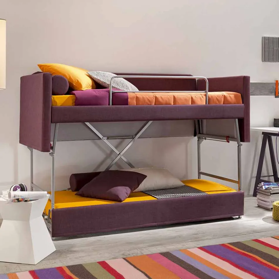 Design Bunk Bed Sofa Covered in Made in Italy Fabric - Gretel Viadurini