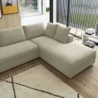 Design Corner Sofa Bed in Beige Fabric Made in Italy - Ortensia Viadurini