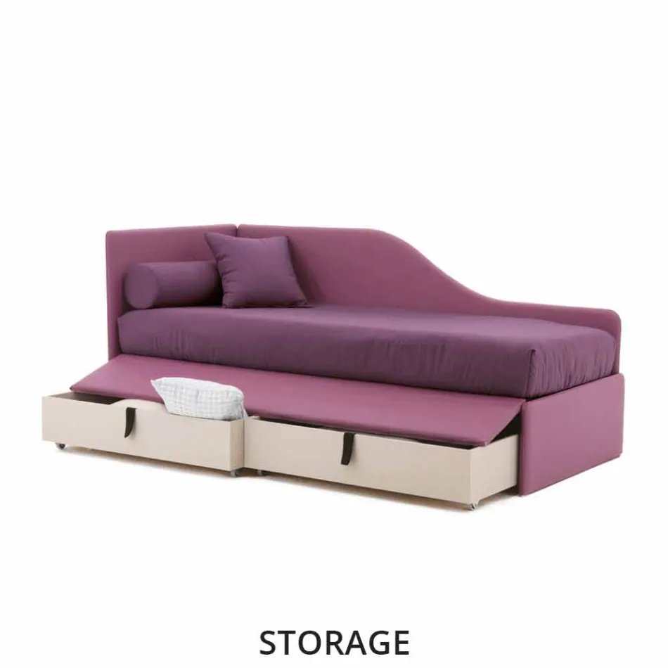 Design Sofa Bed in Removable Leatherette Made in Italy - Rallo Viadurini