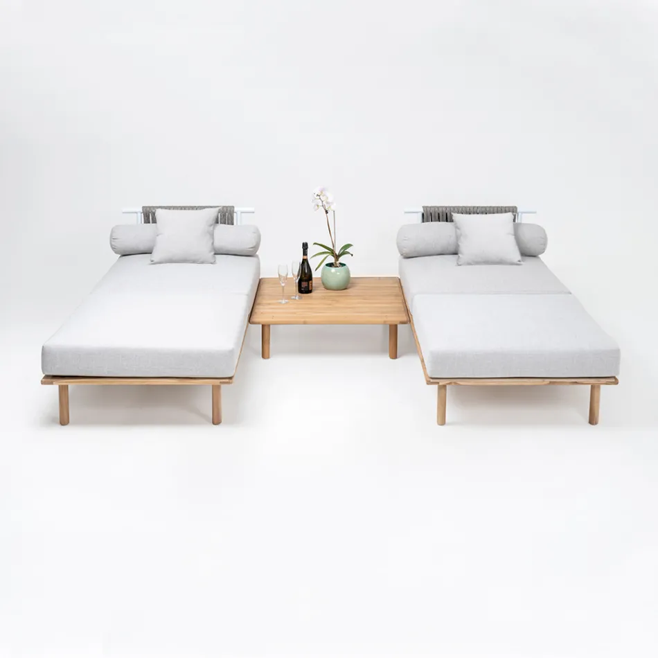 Modular Garden Sofa with 2 Rope Backrests - Bellatrix Viadurini
