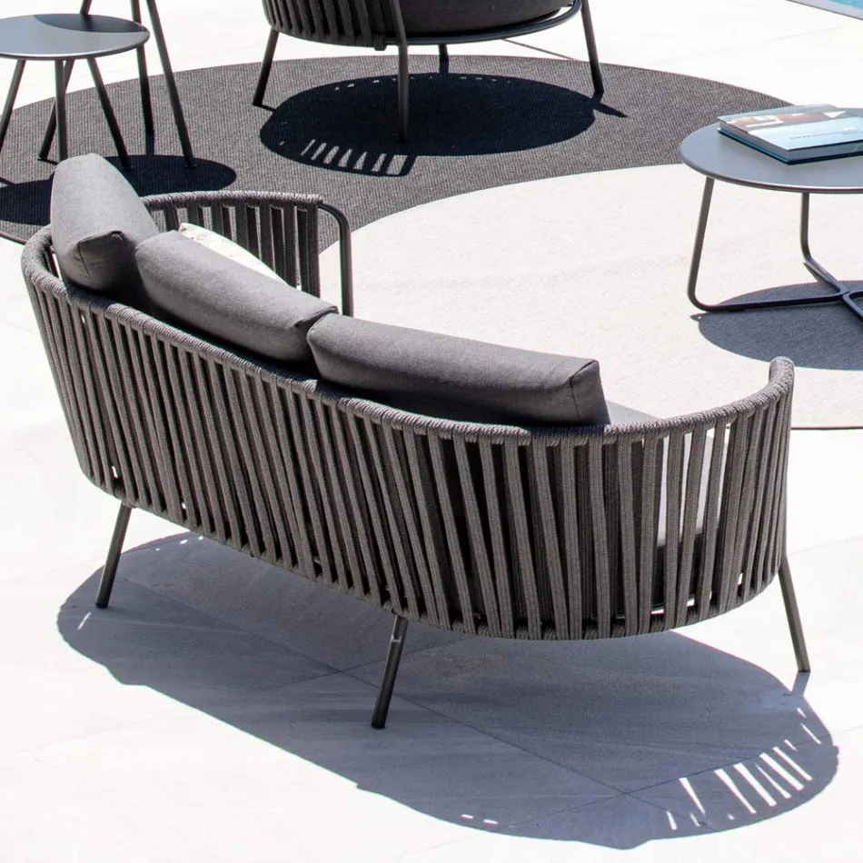 Outdoor Sofa in Steel Various Sizes and Cushions Included Made in Italy - Bronn Viadurini