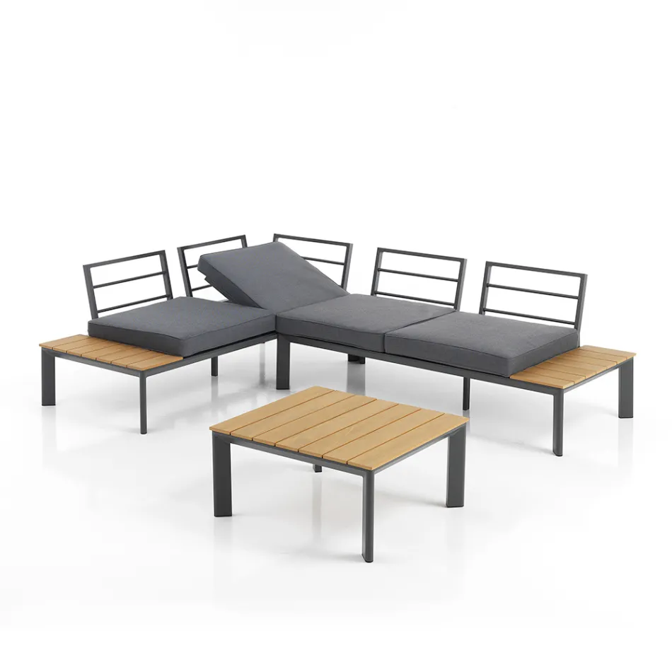 Sofa Convertible into Chaise Longue with Adjustable Backrest and Coffee Table - Finir Viadurini