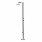 Outdoor shower in chromed stainless steel with foot washer Made in Italy - Modeo Viadurini