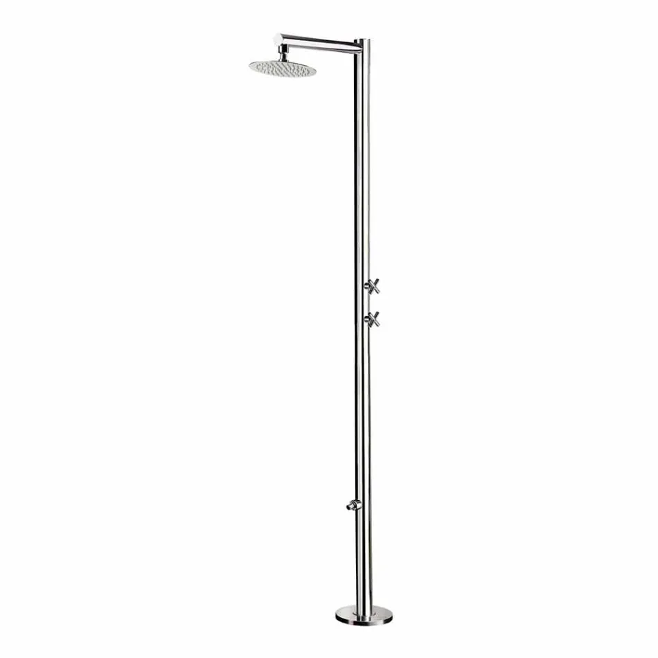 Outdoor shower in chromed stainless steel with foot washer Made in Italy - Modeo Viadurini