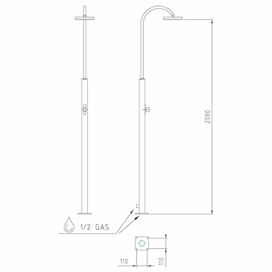 Steel Garden Shower with Timed Tap Made in Italy - Norton Viadurini