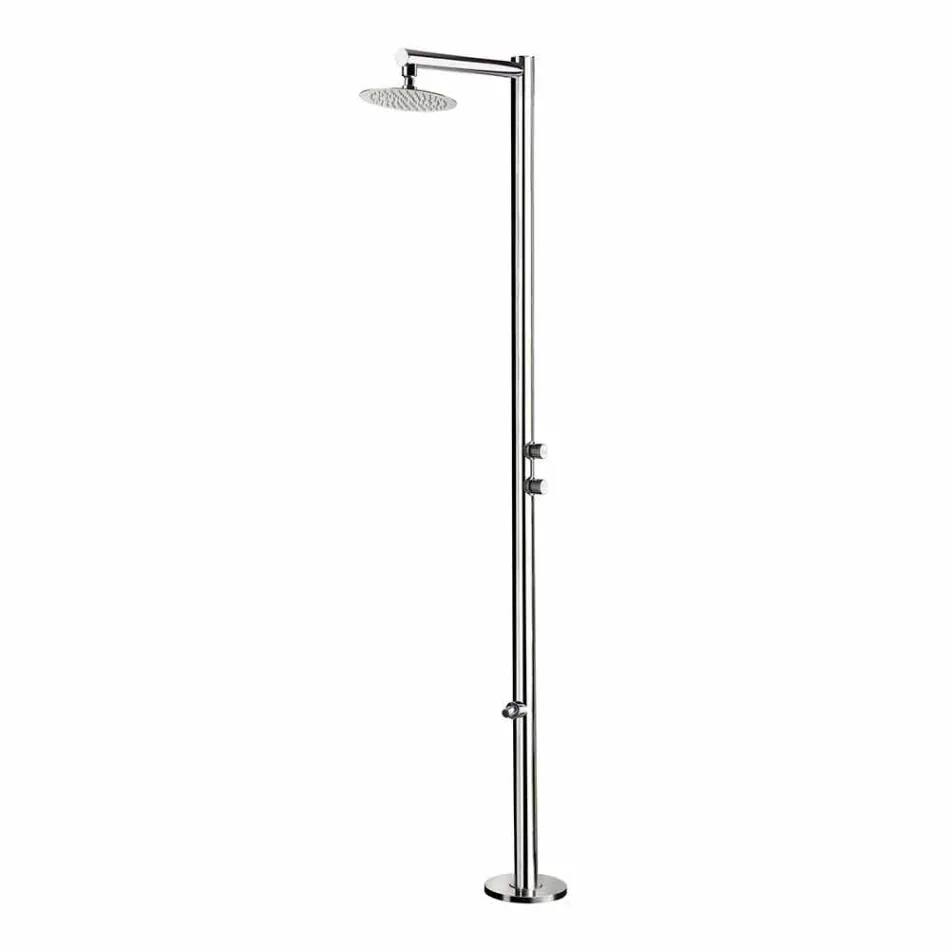 Garden shower in chromed stainless steel with foot washer Made in Italy - Modeo Viadurini