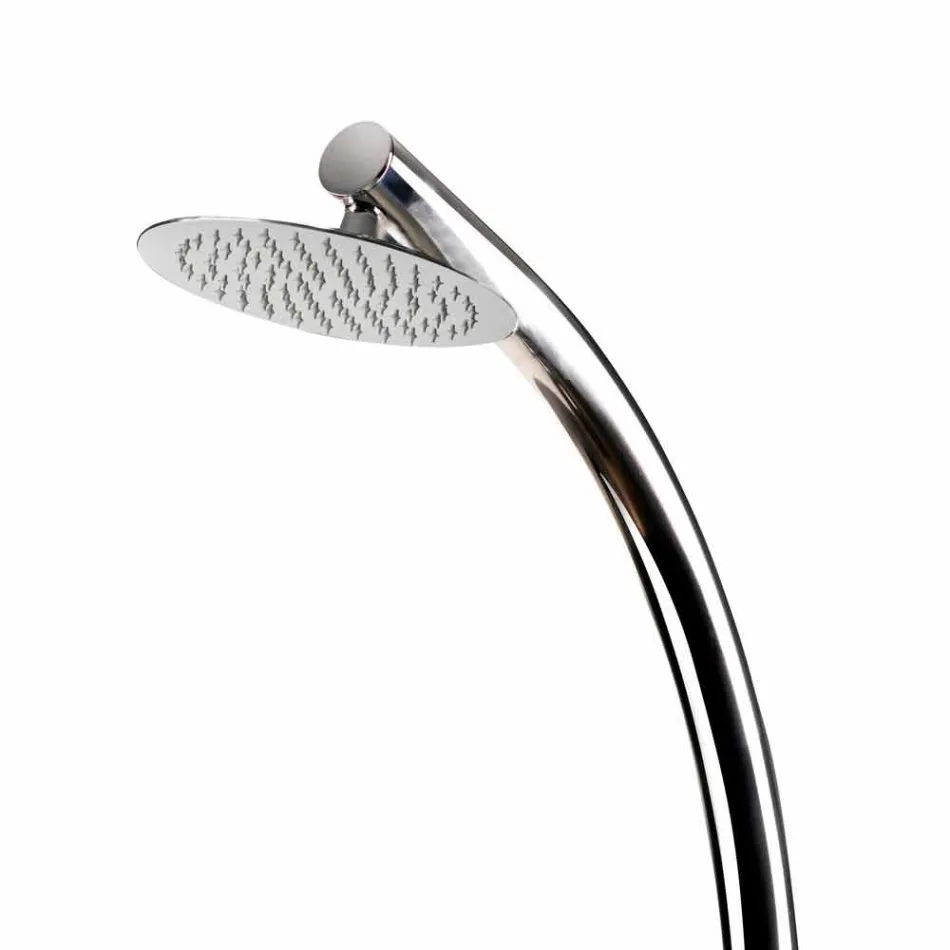 Outdoor Shower in Steel with Mixer and Round Showerhead Made in Itay - Yuki Viadurini