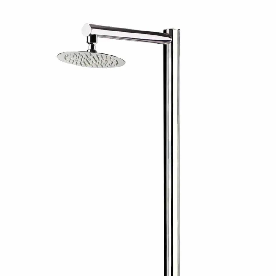 Stainless Steel Outdoor Shower with Timed Tap Made in Italy - Modeo Viadurini