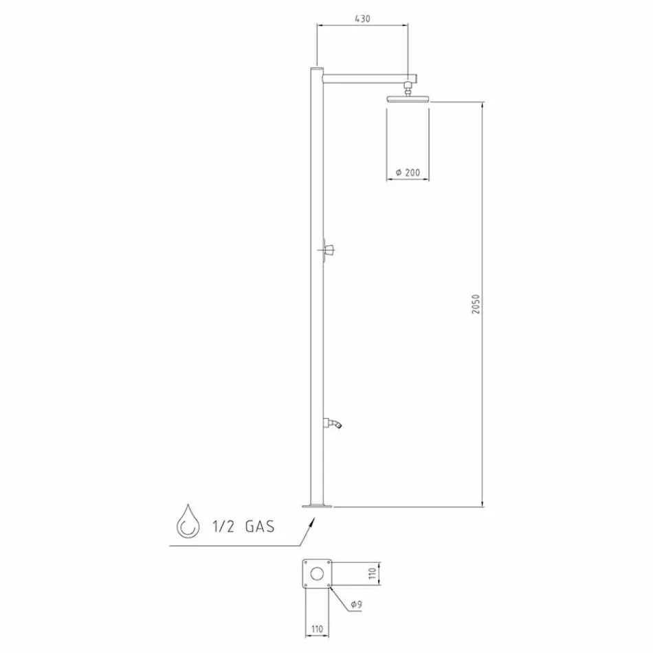 Stainless Steel Outdoor Shower with Timed Tap Made in Italy - Modeo Viadurini