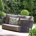 2 Seater Rocking Chair in Metal and Rope with Fabric Seat Made in Italy - Mari
