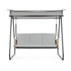 3-seater outdoor swing in steel and polyrattan armrests - Settle Viadurini