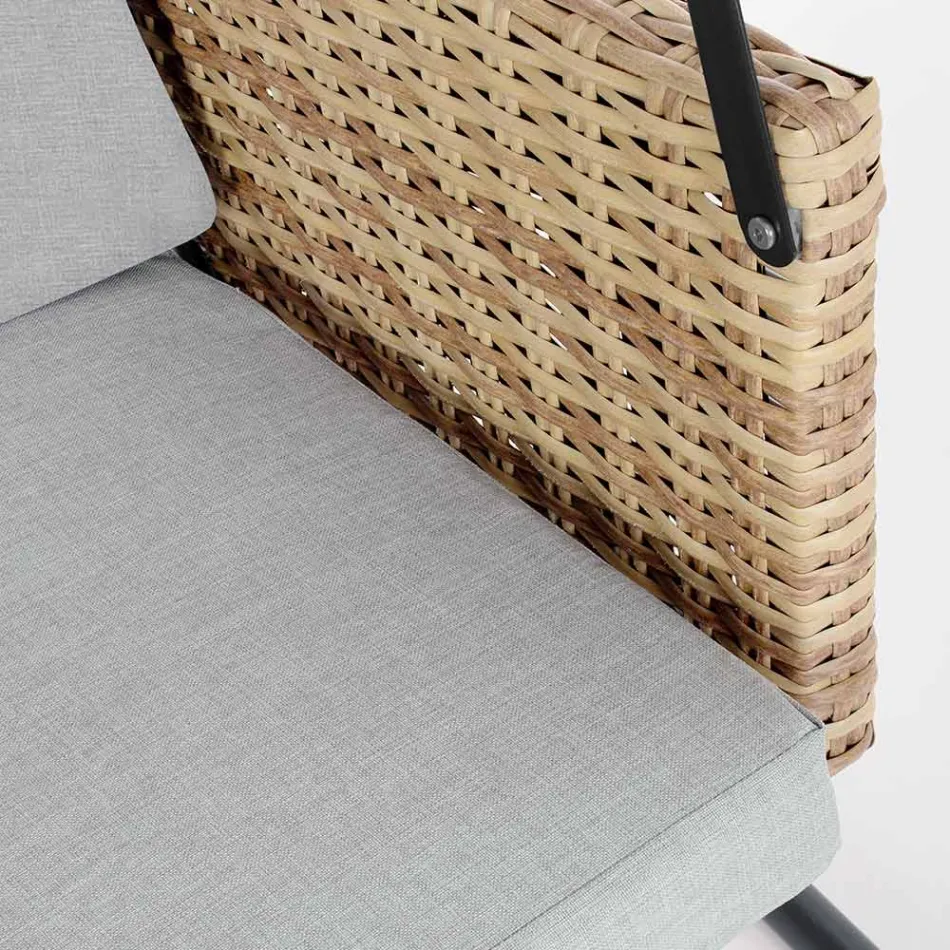 3-seater outdoor swing in steel and polyrattan armrests - Settle Viadurini