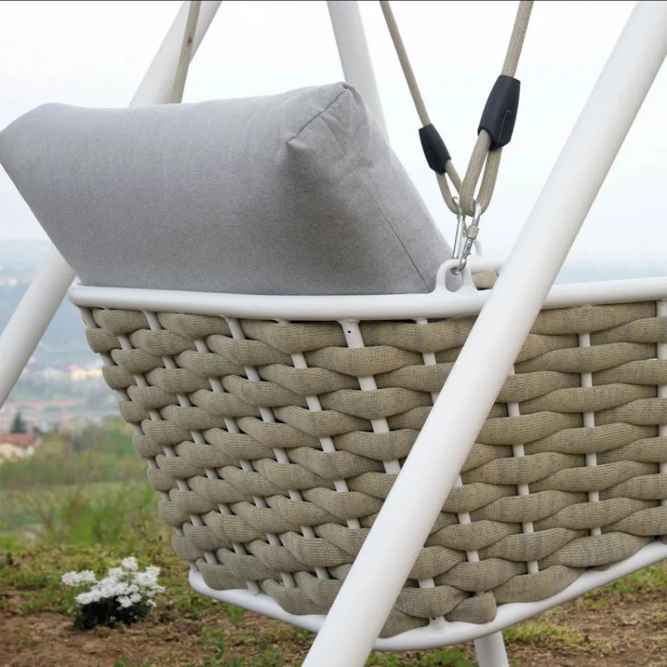 Aluminium Garden Swing and Seat with Water Repellent Cushions - Beach Viadurini