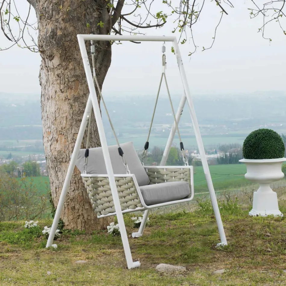 Aluminium Garden Swing and Seat with Water Repellent Cushions - Beach Viadurini