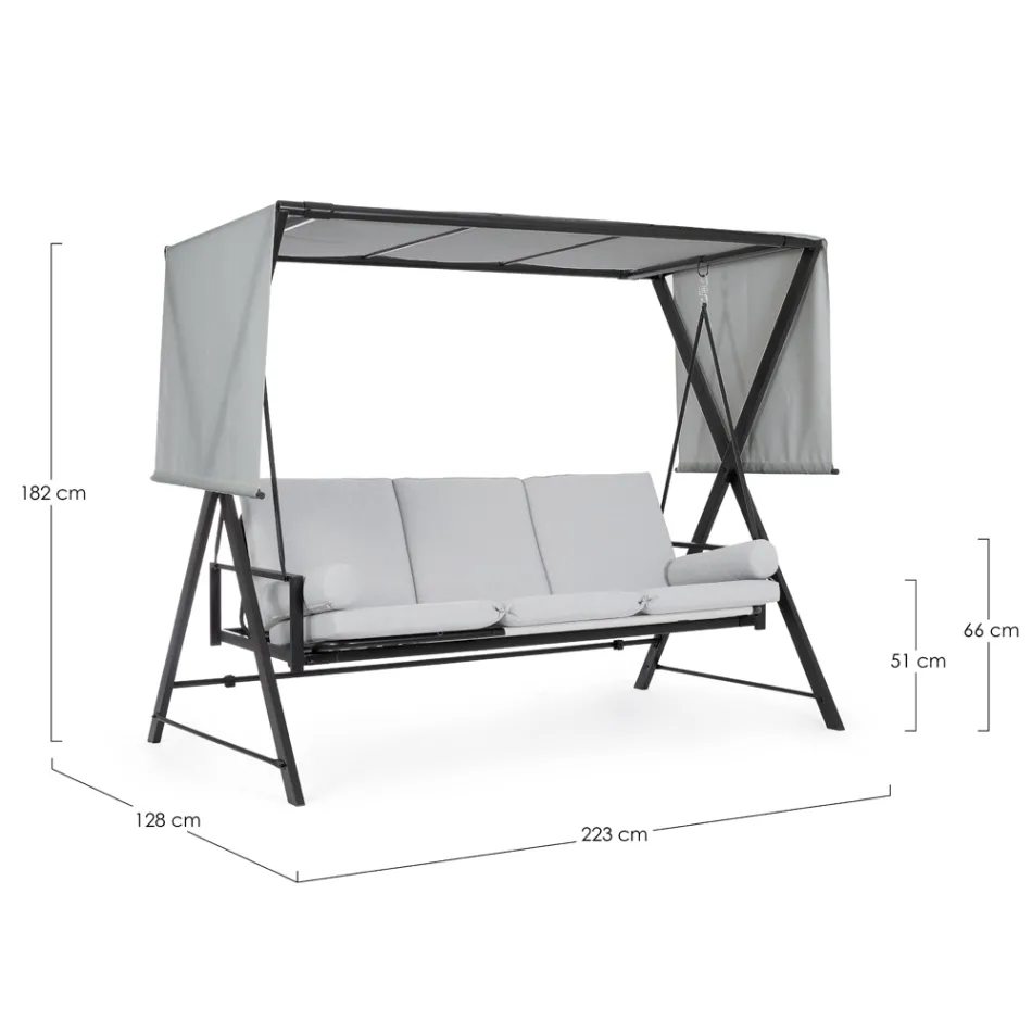 Swing Convertible into a Bed for the Garden in Steel and Fabric - Recall  Viadurini