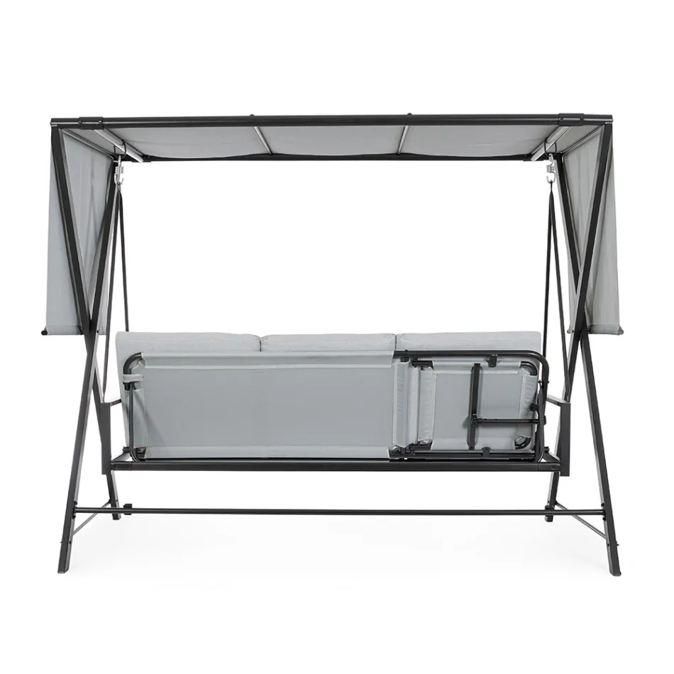 Swing Convertible into a Bed for the Garden in Steel and Fabric - Recall  Viadurini