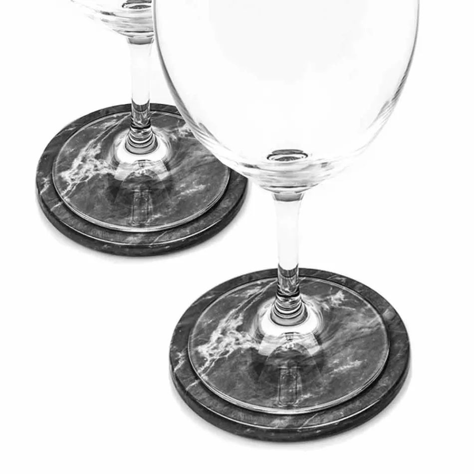 Two Coasters in White and Grey Marble with Cork Made in Italy - Jessa Viadurini