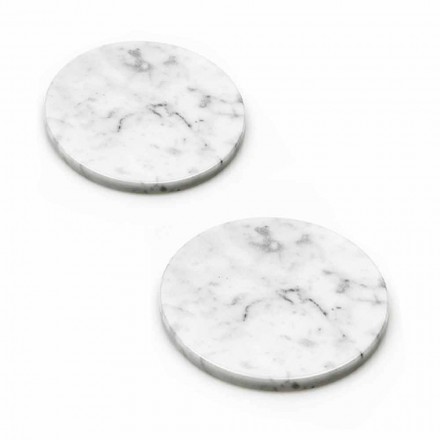 Two Coasters in White and Grey Marble with Cork Made in Italy - Jessa Viadurini