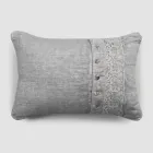 Italian Luxury Sinergia Lace Grey Linen Bed Pillowcase - Stego Viadurini