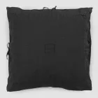 Square Cushion Cover in Black Heavy Linen and Laces Made in Italy - Matero Viadurini