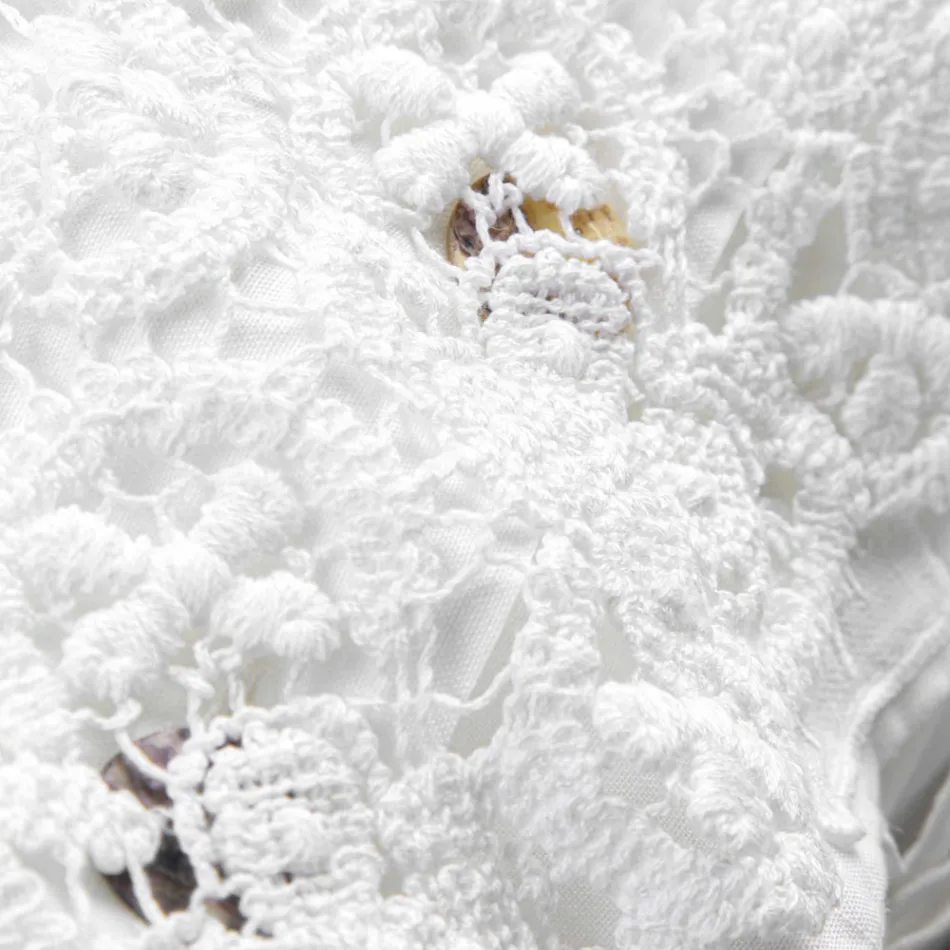 Linen Pillowcase with White Lace for Luxury Design Bed Made in Italy - Kiss Viadurini