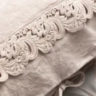 Linen Pillowcase with Armonia Lace and Powder Laces or Back - Masone Viadurini