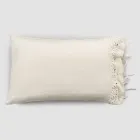 Linen Pillowcase with Poema Lace and Butter or Black Laces Made in Italy - Masone Viadurini