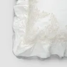 Square Pillowcase in White Linen with Decorative Lace on the Edges and Ruffles - Priscilla Viadurini