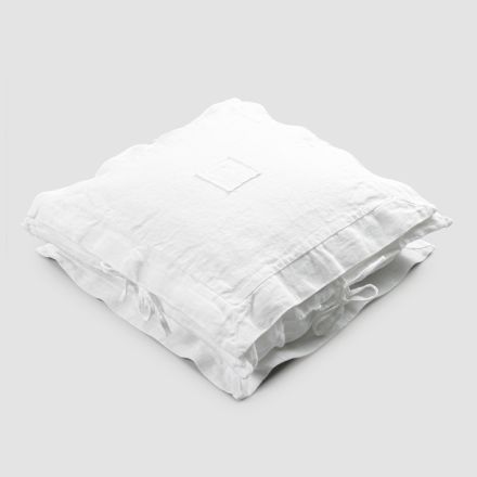 Square Pillowcase in White Heavy Linen and Laces Made in Italy - Matero Viadurini